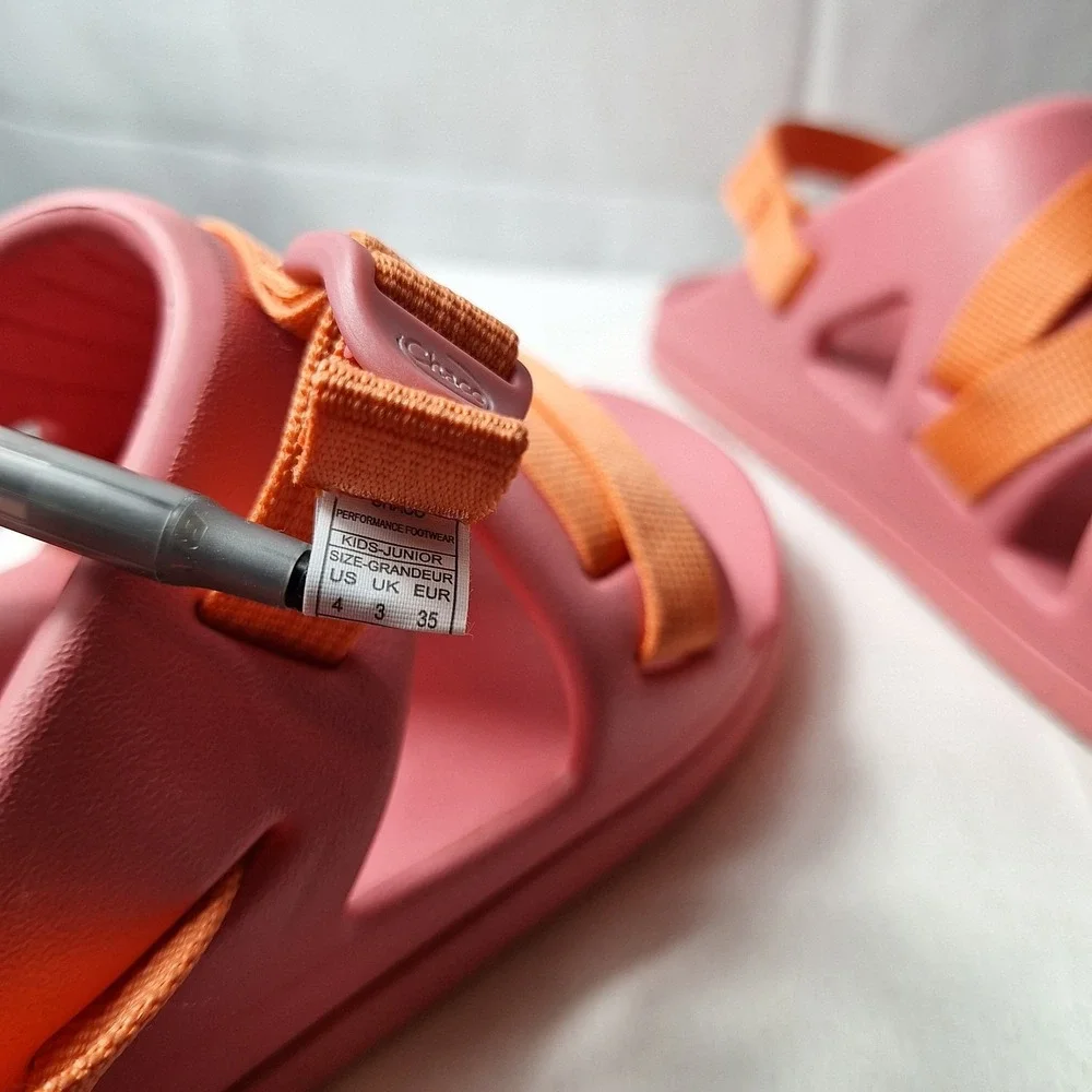 CHACO Chillos Sport Sandals Youth/Girls Sz 4 Rose Pink/Orange Adjustable Straps